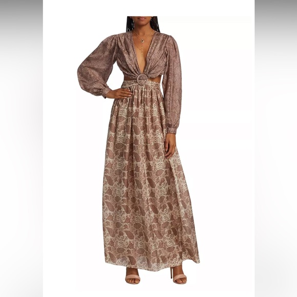 NWT Hannah Artwear Rio Cutout Silk Maxi Dress. Size 3 (US 10-12). - Picture 1 of 11